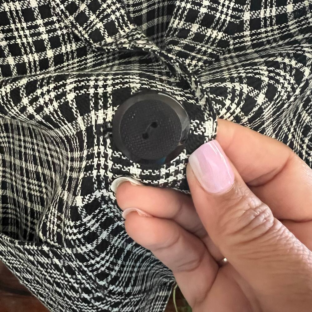 70s/80s Vintage Black & White Plaid Blazer Size XL Single Breasted Corpcore Work - Picture 14 of 17